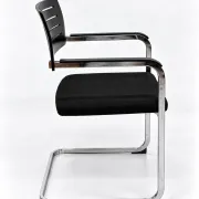 Set of 6 Züco cantilever chairs, black wood and chrome.