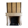 Fireplace beige/white stone mantle