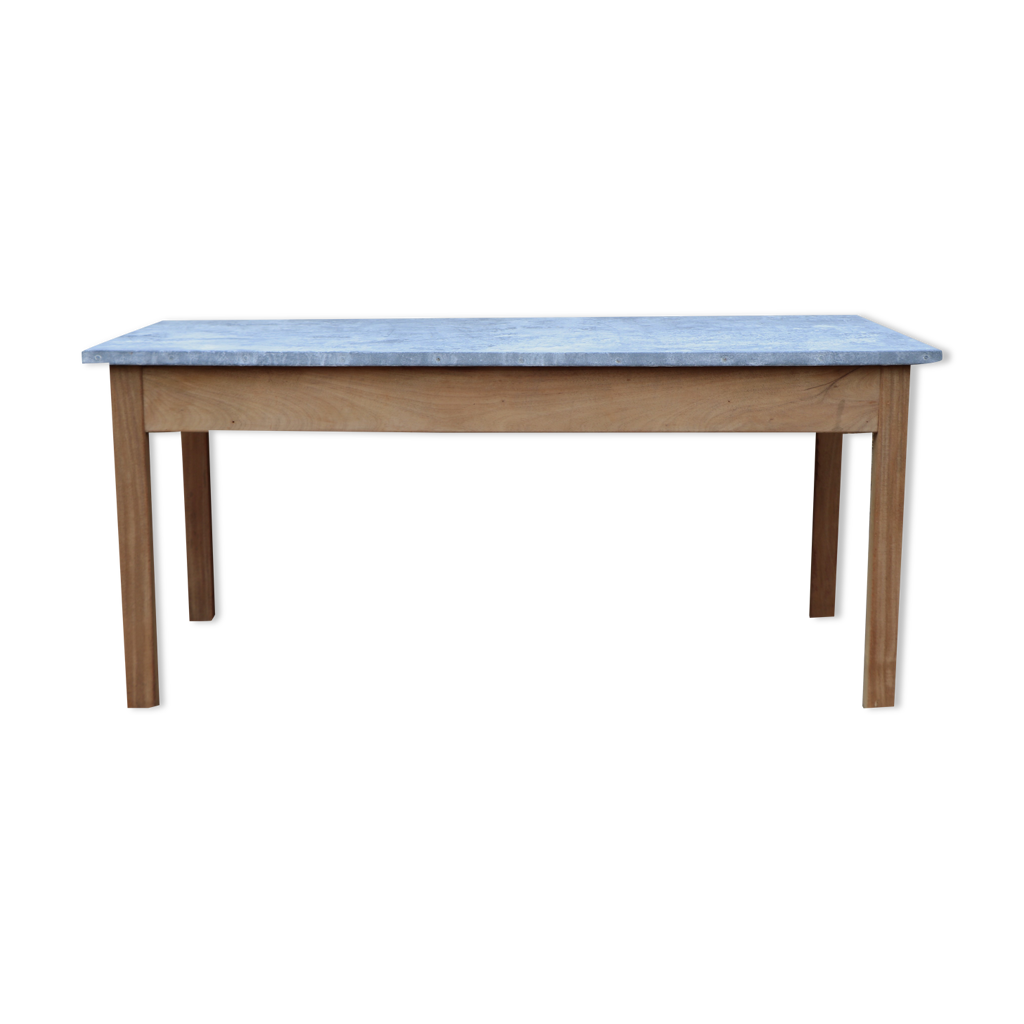 Table zinc et bois meuble de métier Selency