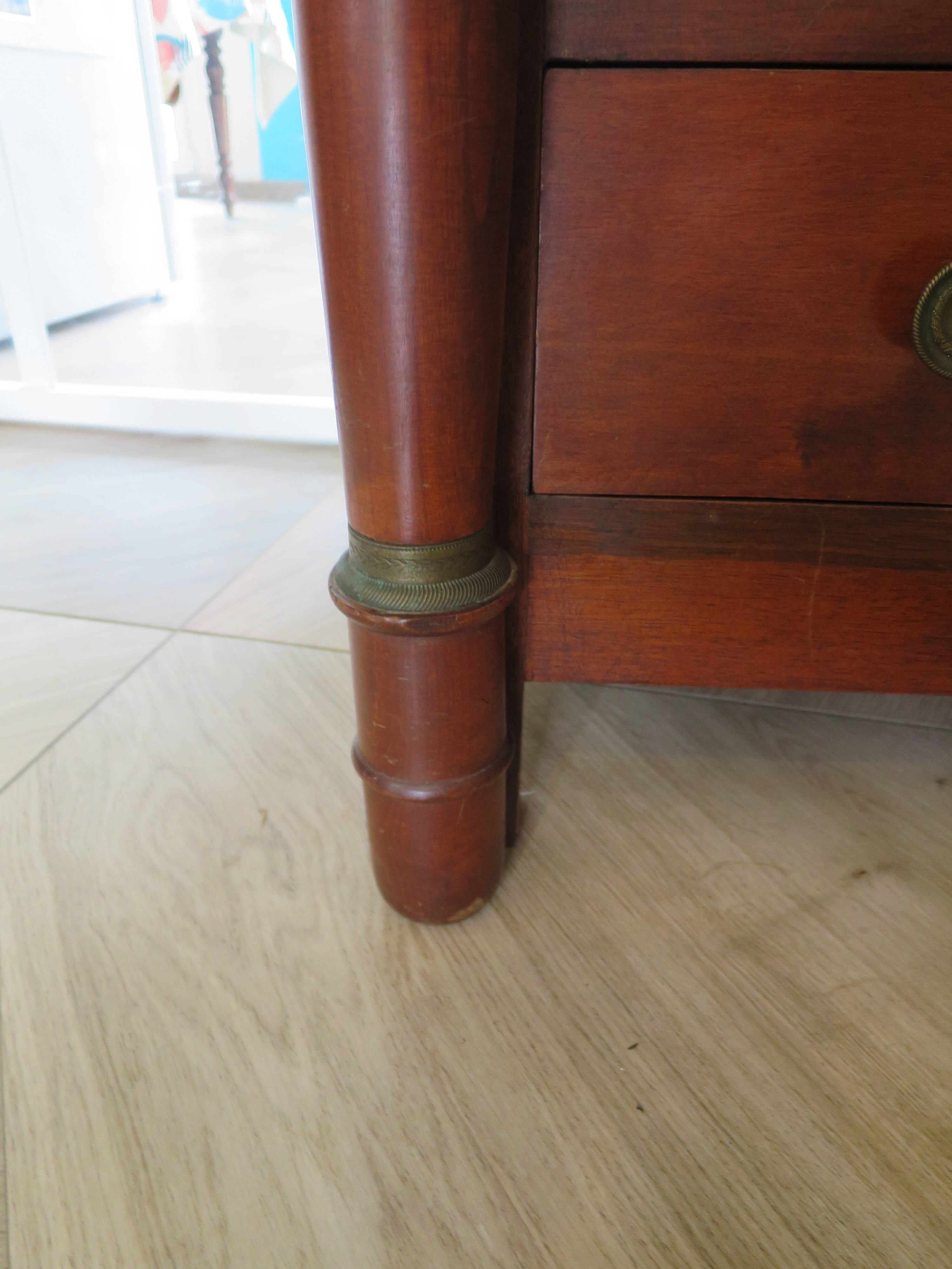 4-drawer chest of drawers - empire style - with detached columns - mahogany-bronze stain