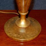 Gilt Brass and Leather Lamp from Le Tanneur, 1980's