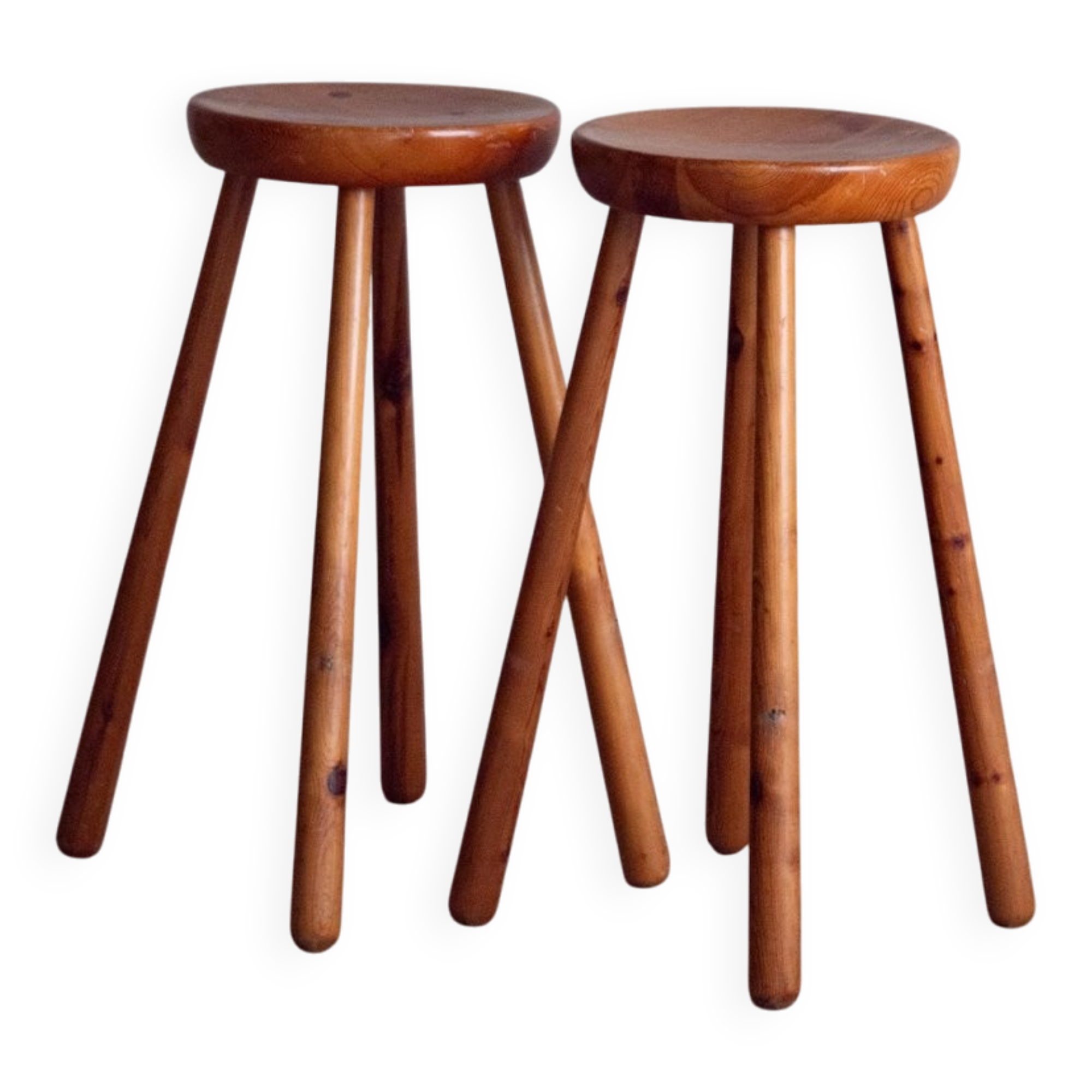 Pair of beech counter stools, 1960