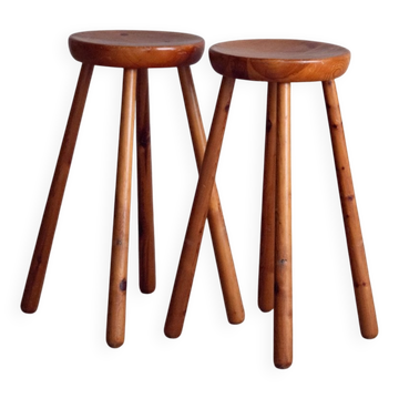 Pair of beech counter stools, 1960