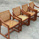Vintage set of 4 dining chairs webbing beech wood design