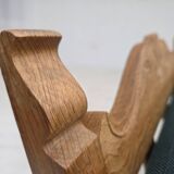 1970s, Scandinavian 2-seater sofa, furniture wool, solid oak wood.