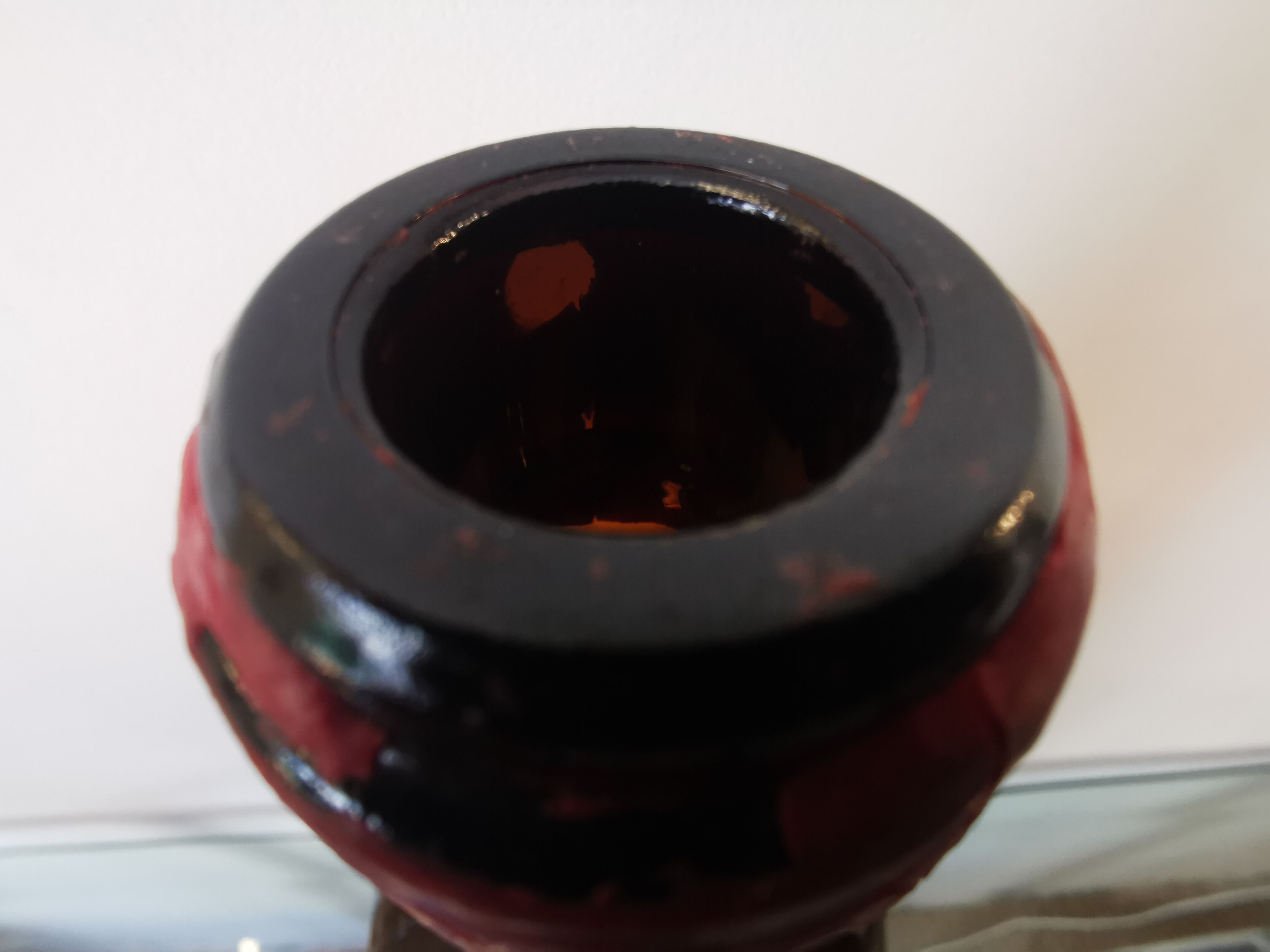 Vintage xxl bottle (46cm)in amber blown glass