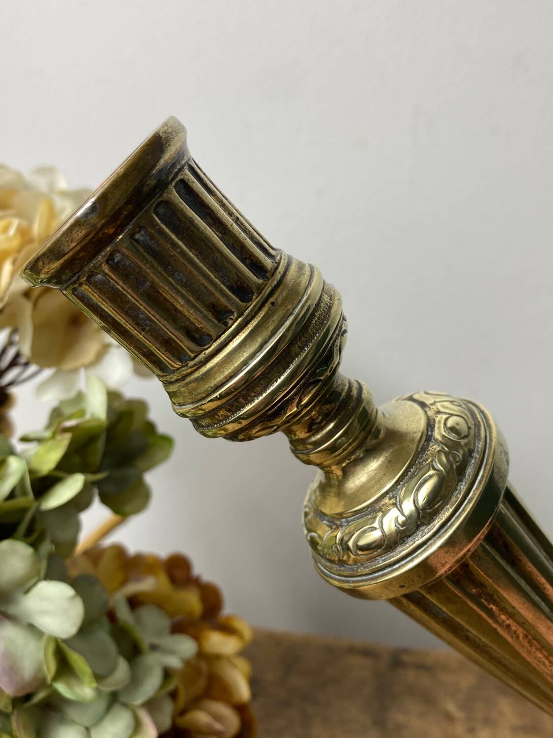 Antique brass candle holder