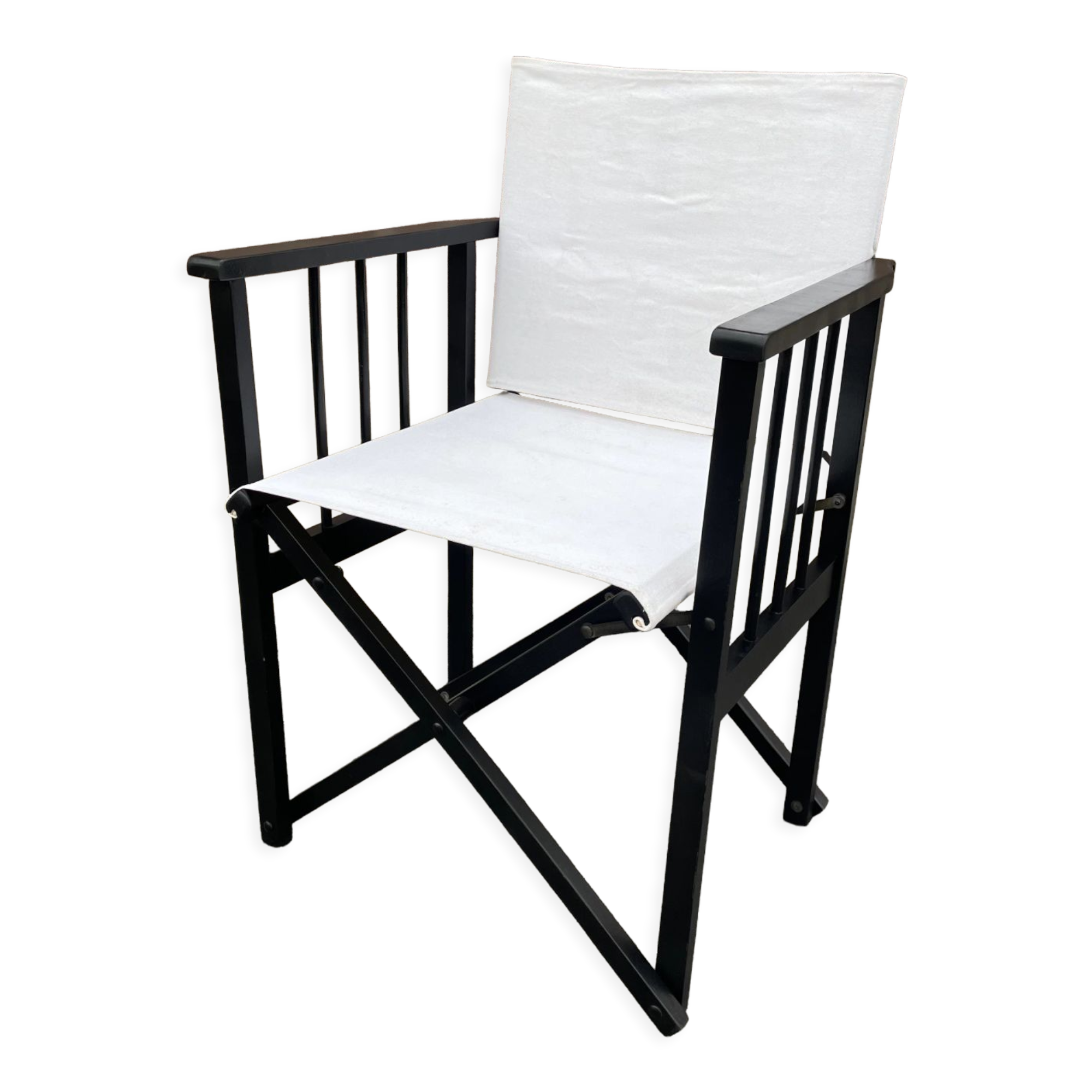 Fauteuil de Régisseur pliable en bois peint en noir
