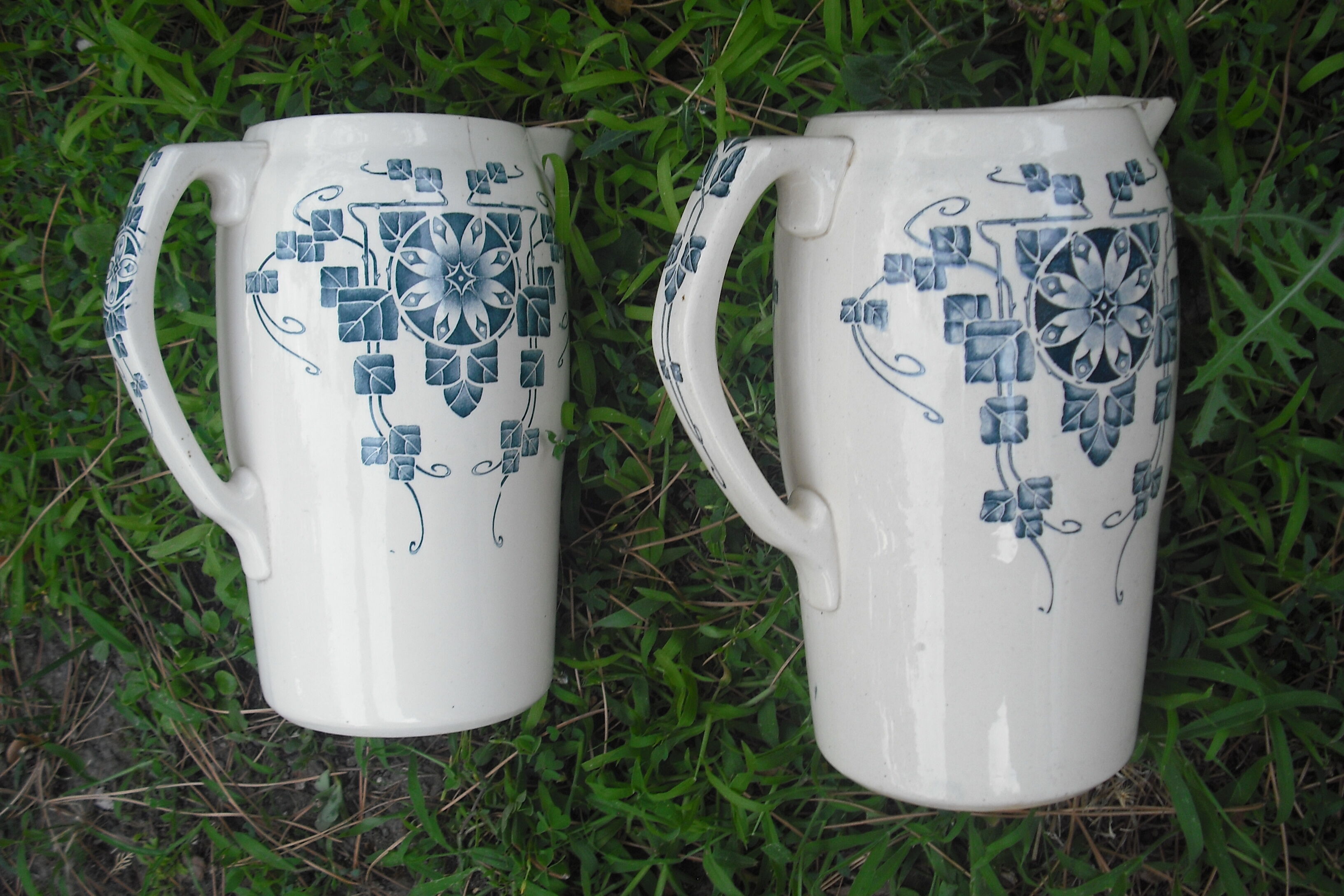 Two earthenware water brocs "Carmen" Longchamps