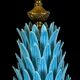 1.05 m pineapple lamp in turquoise ceramic on a gilded wooden base from the 1950s