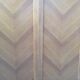 Vintage wardrobe with compass feet in oak and oak cp with 2 sliding doors.