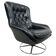 Fauteuil pivotant à oreilles en cuir noir par PeeM