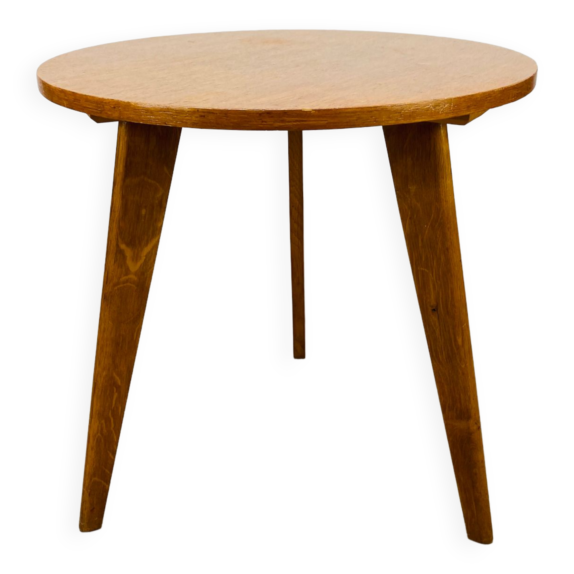 50's vintage wooden tripod side table with compass base