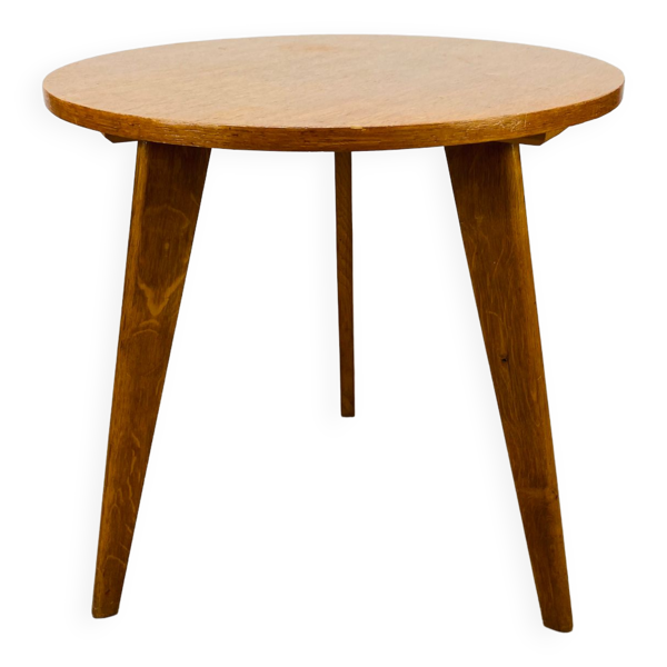 Table d'appoint tripode pied compas vintage en bois années 50