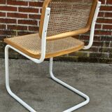 Cesca chair b32 model in white and wood by Marcel Breuer
