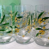 Set of 6 glasses decoration mimosas