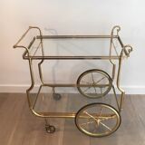 Neo-classical table in gilded metal and glass