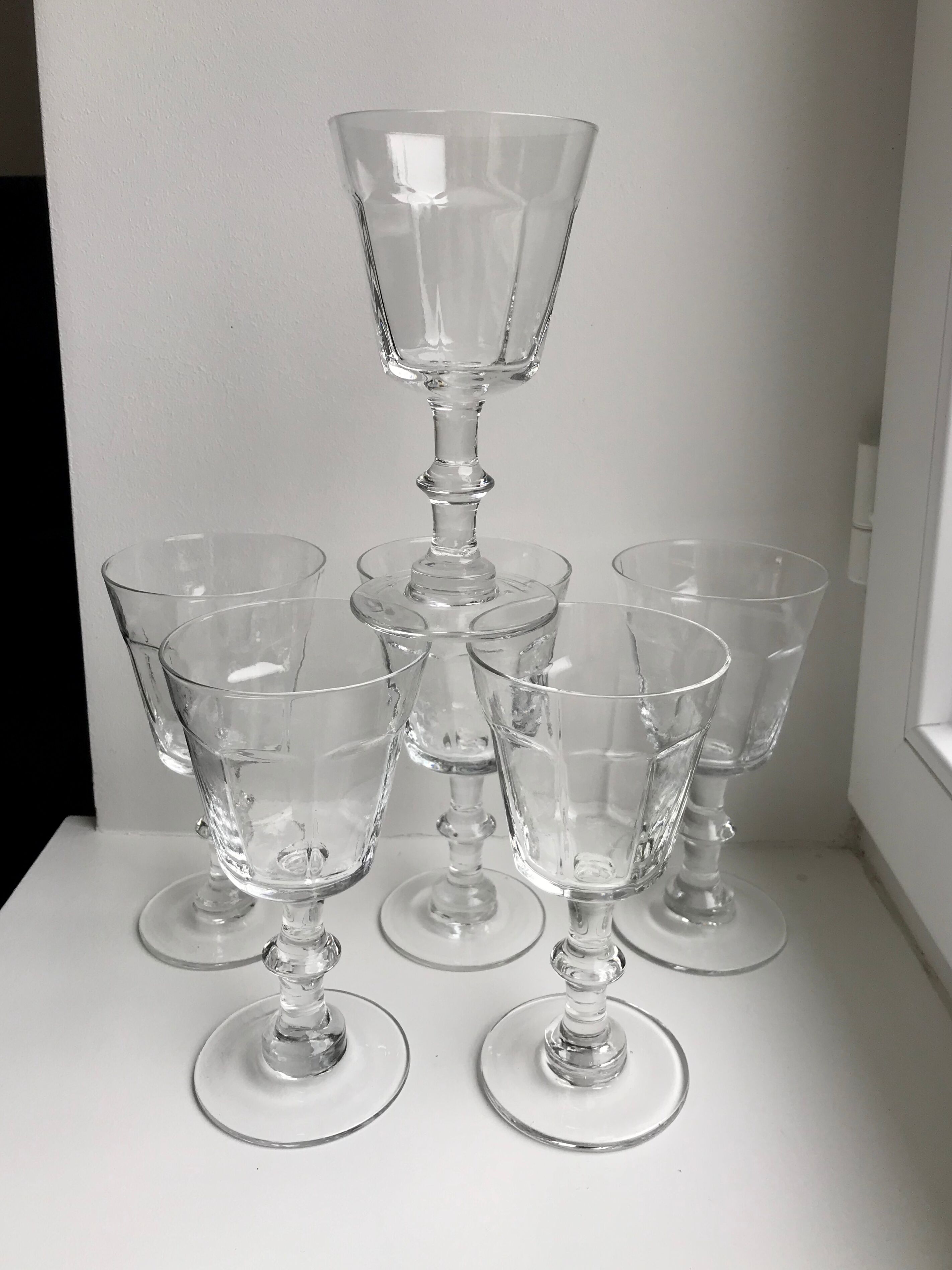Set of 6 20s moulded glass glasses