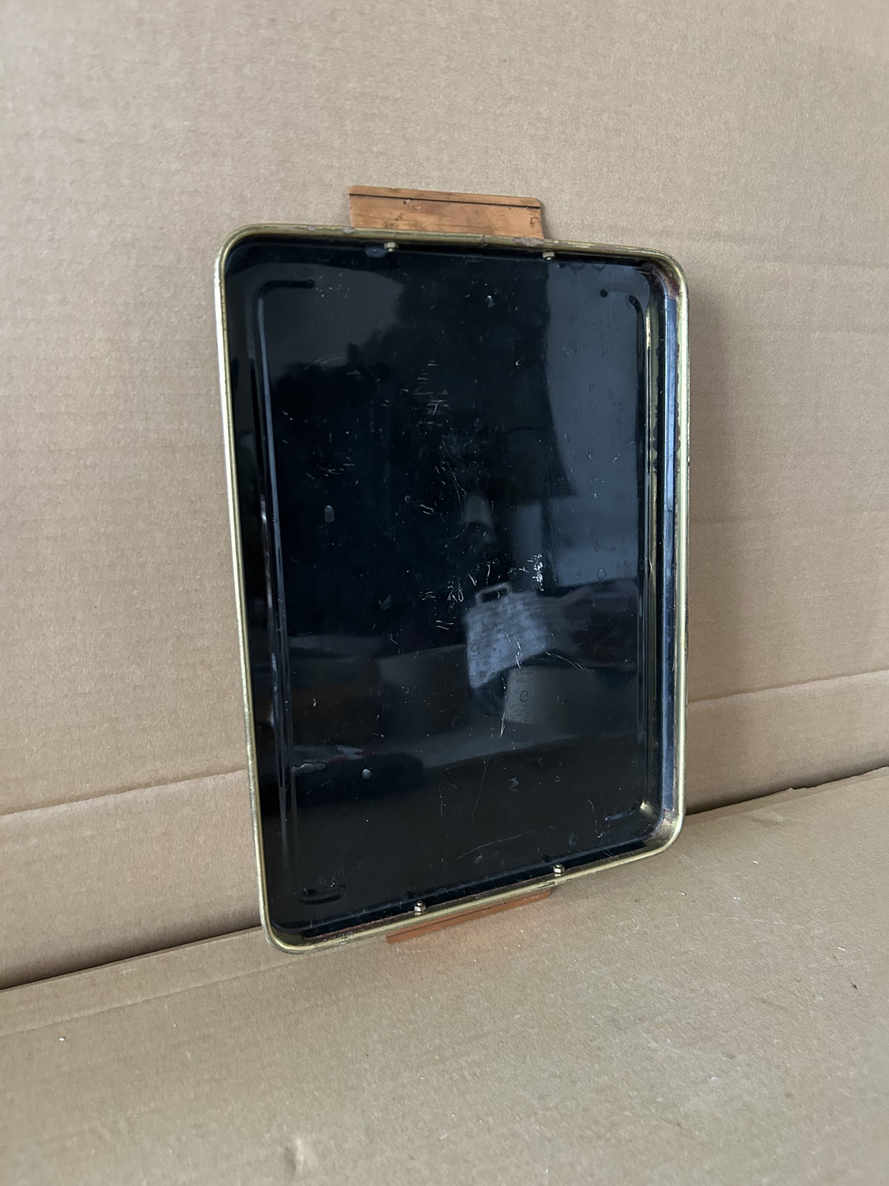 Metal tray and antique mirror