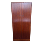 Teak 2-door wardrobe — hanging space + shelves — 1960s/70s