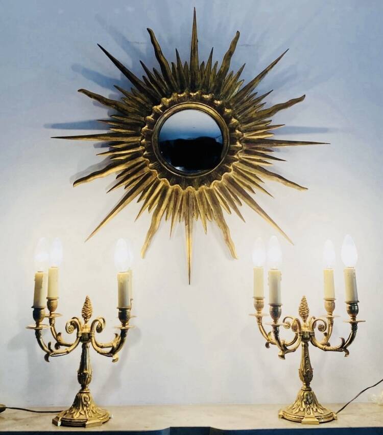 Pair of gilt bronze table lamps from the mid-20th century