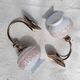 Pair of wall sconces with floral lampshades