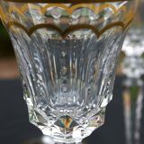 ST LOUIS Excellence - 4 large gold cut crystal wine glasses - H 22.4