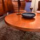 Table basse Sunburst en placage de teck, milieu du siècle
