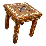 Moroccan camel bone marquetry wooden table for bedroom or living room