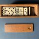 Old complete set of antique dominoes, in ebony wood and bone, 1900