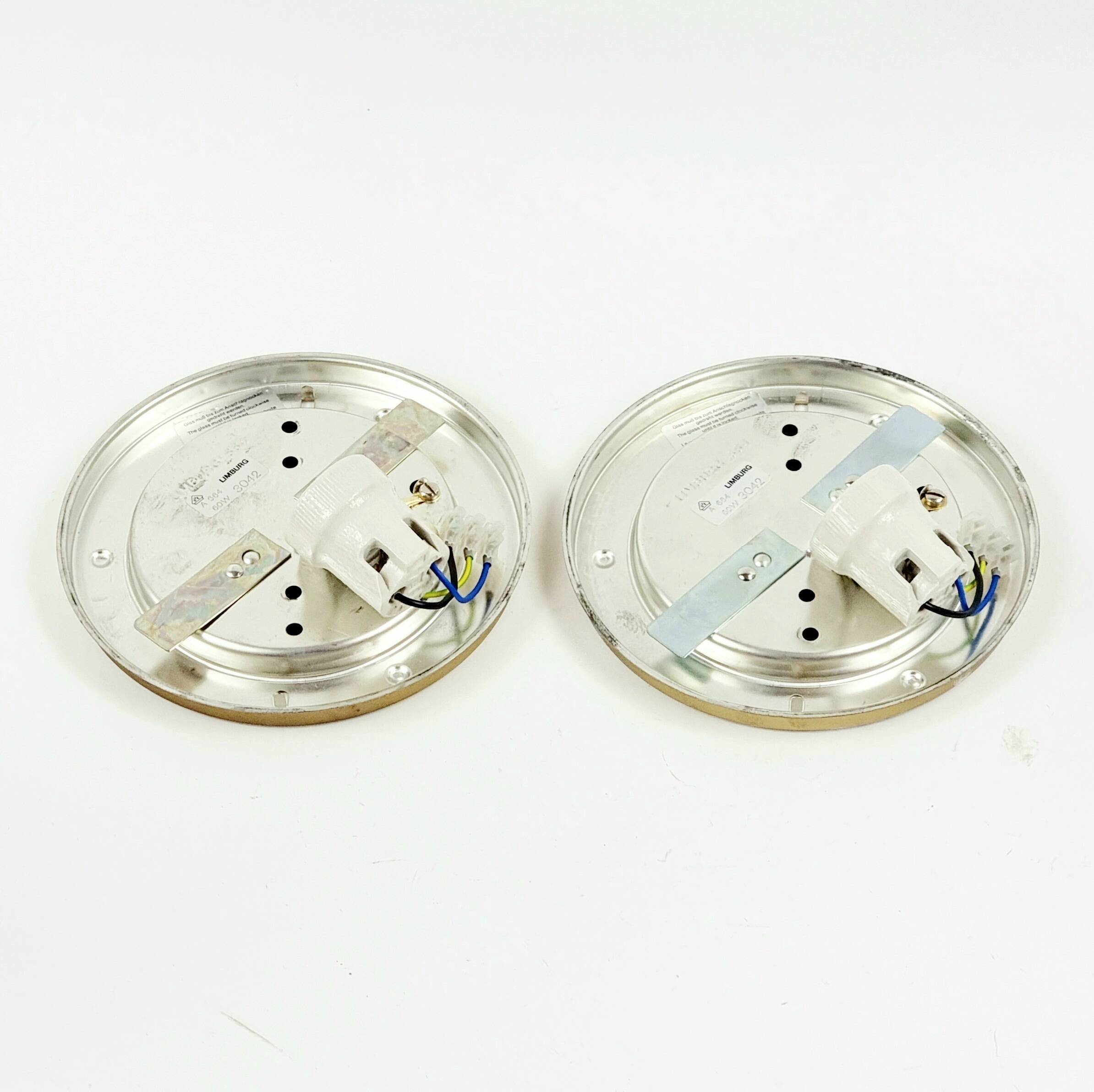 Pair of Mid Century Bubble Glass Wall Lamps By H. Tynell For Limburg, 1970s