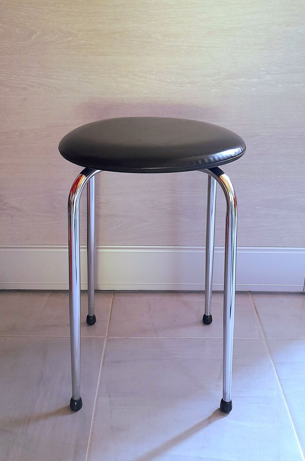 70s chromed metal stool