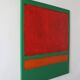 Red on green unique acrylic painting