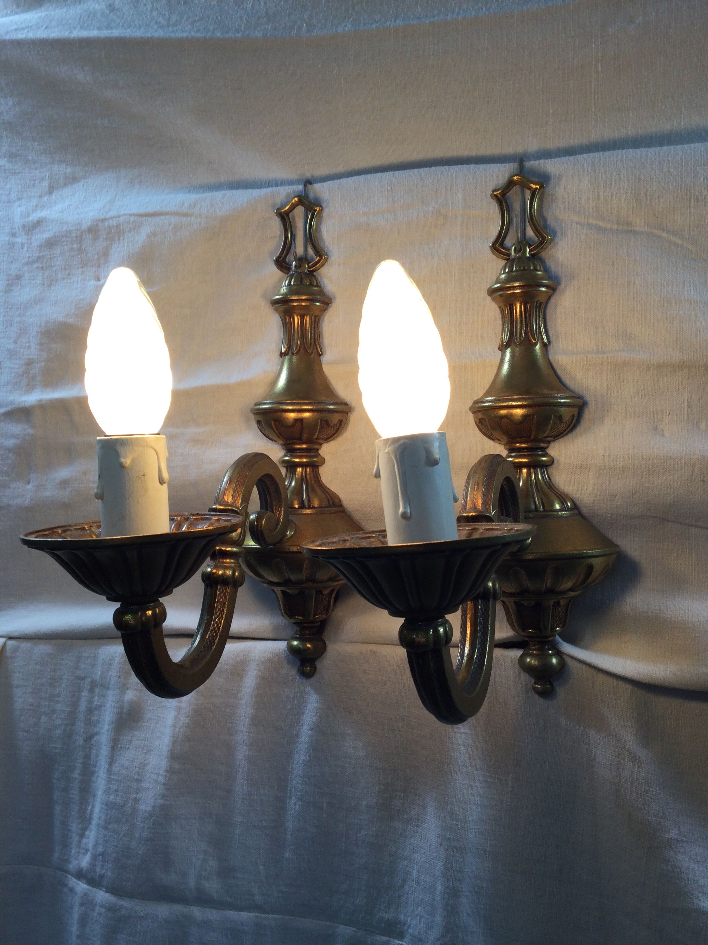 Pair of bronze applique 1 light