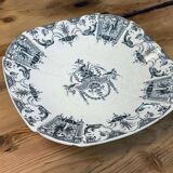 Gien earthenware fruit bowl with Mascaron decoration - early 20th century