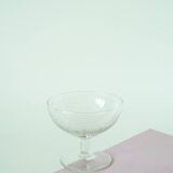 Set of 4 engraved crystal champagne glasses, arabesque motifs, 1950