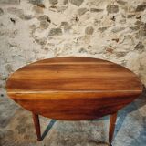 Vintage walnut folding table – France, 1930s, on casters