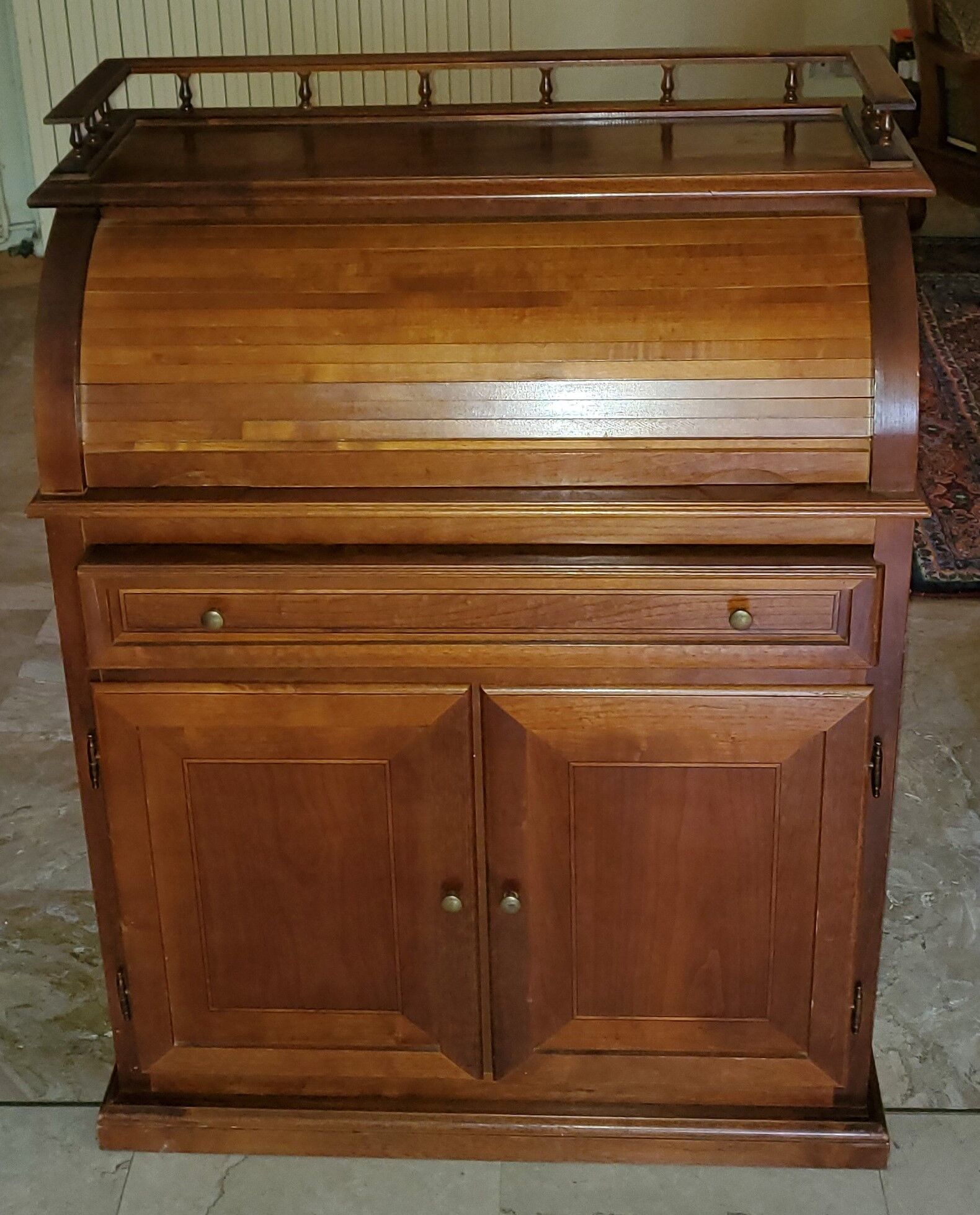 Secretary desk with a teak curtain roll down