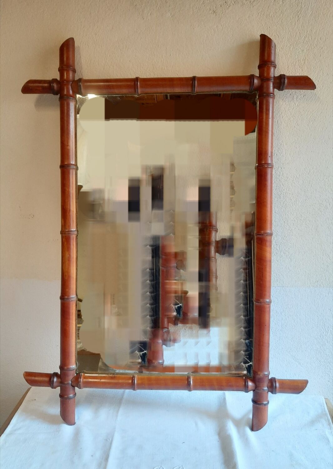 Mirror period 1950 wood beautiful imitation bamboo