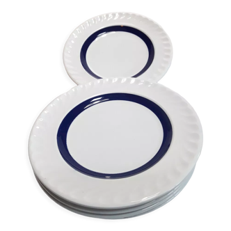 Set of 5 dessert plates 19.6cm blue and white