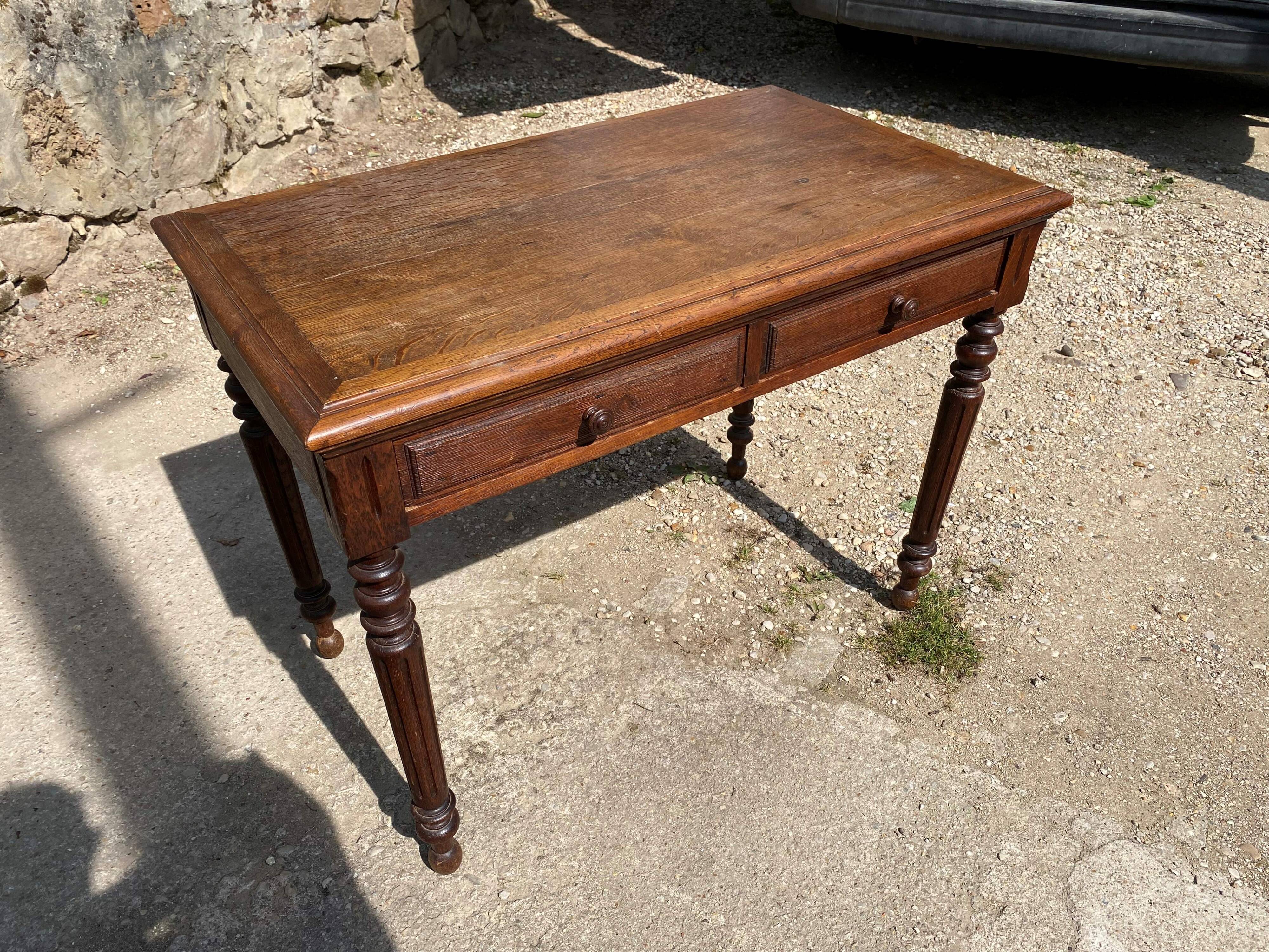 Oak desk with 2 drawers, 97 x 58 cm