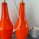 Set of three new electrified orange vintage pendant lamps