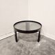 1970s Mid-Century Modern Black Coffee Table with Smoked Glass Top