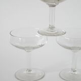 Magnificent set of 5 blown glass champagne glasses, early 20th century