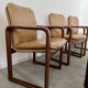 Lot 6 chairs armrests vintage 70s Scandinavian design leather and wood