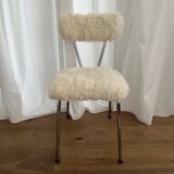 Rabbit fur chair with chrome legs
