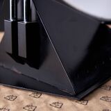 Postmodern Rhombus Shaped Table Lamp with Abstract Blue Stripes on Frosted Murano Glass