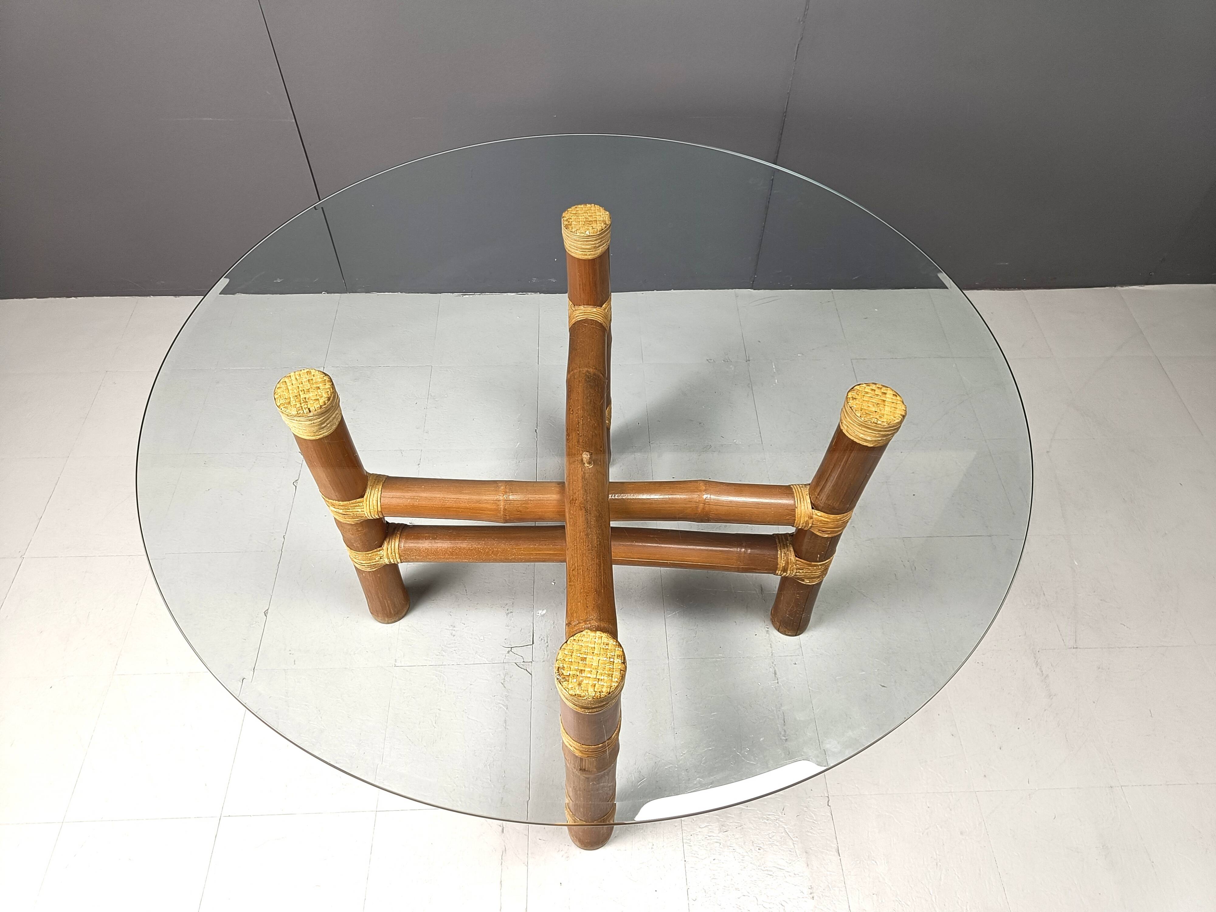 Vintage bamboo dining table, 1970s