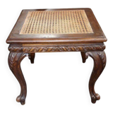 Solid carved walnut stool, early 1900s