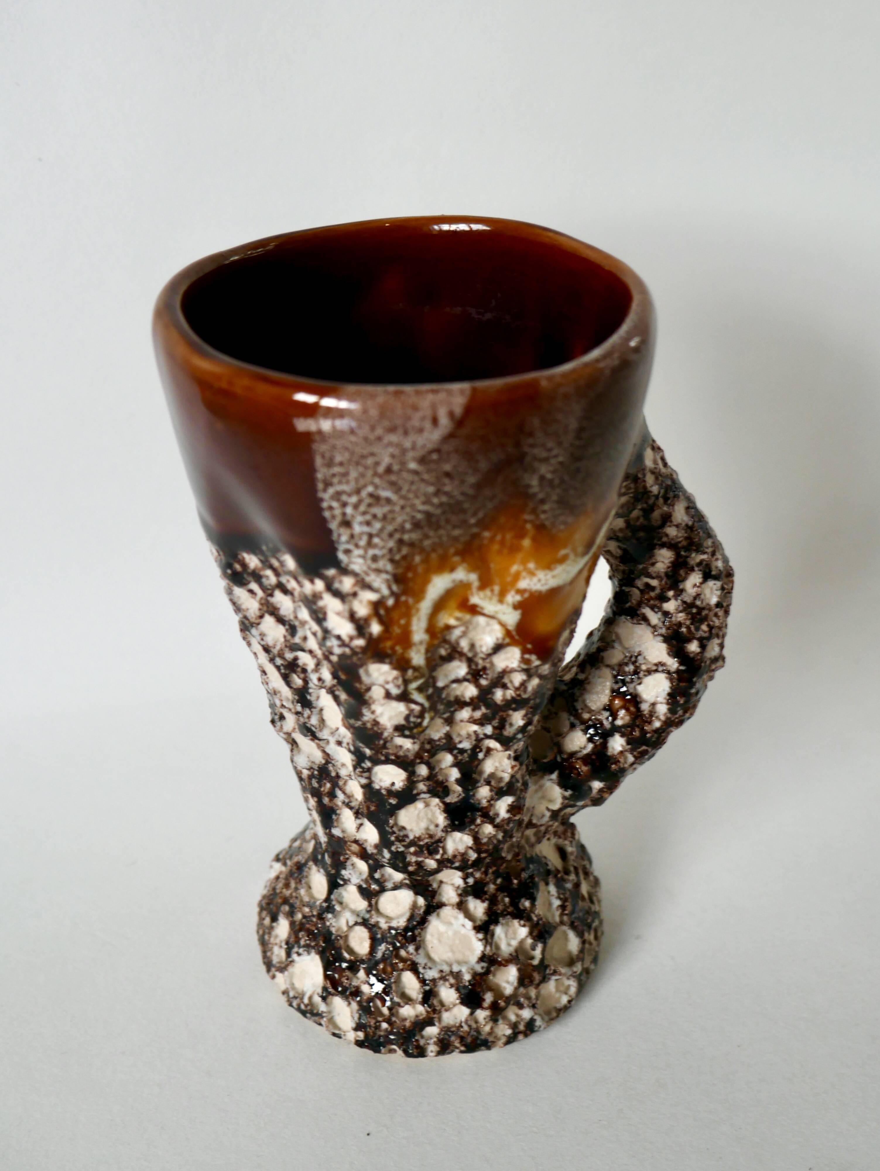 Fat Lava brown ceramic pitcher from the 70s